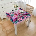 thumbnail image 2 of COMIO Flamingo and Tropical Garden Square Tablecloth - Great for Home Kitchen/Parties/Holiday Dinner White, 2 of 7