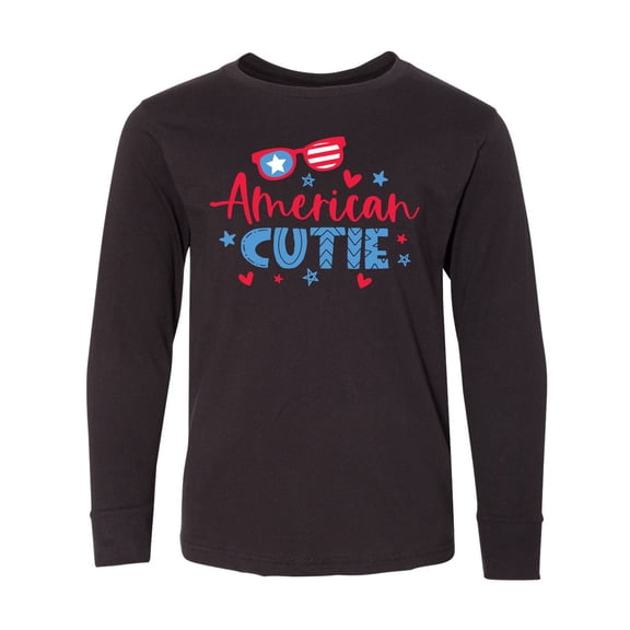 Inktastic 4th of July American Cutie Red and Blue Stars and Hearts Long Sleeve Youth T-Shirt