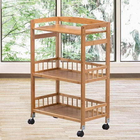 ToppiJoy 3-Tier Rolling Carts Mobile Rolling Bar Serving Cart with 4 Wheel Kitchen Island Beverage Cart for Kitchen Dining Room