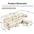 thumbnail image 2 of 107" L-Shaped Oversized Chenille Modular Sectional Sofa with 1 Ottoman, High-Density Foam Cushions, Tufted Pleated Cushion Backrest, Modern 3-Seater Couch with 2 Pillow, for Living Room, Beige, 2 of 7