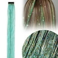 thumbnail image 2 of Hair Tinsel, Mint Green, Colorful Glitter Ha Ir Accessories 20 Inch Clip in Tinse L Extensions Y Accessories Part Y Kit for Women Girls Kids, 2 of 9