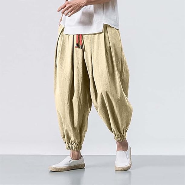 Pantalones largos para hombre, informales, para uso diario, para exteriores, playa, holgados, ligeros y transpirables, de poliéster.