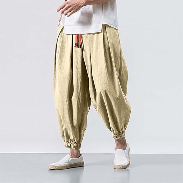 Pantalones largos para hombre, informales, para uso diario, para exteriores, playa, holgados, ligeros y transpirables, de poliéster.