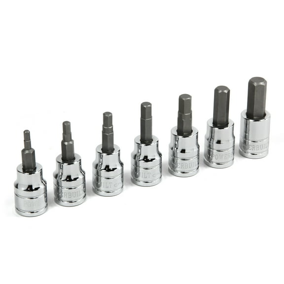 Powerbuilt 7 Piece 3/8 Inch Drive Metric Hex Bit Socket Set - 648663