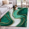 thumbnail image 3 of Area Rug for Living Room, Teal Marble Non-Slip Indoor Large Carpet for Bedroom/Dining Room, Modern Ombre Gold White Abstract Fluid Art Washable Low-Profile Floor Mat Runner Rugs - 2.7 x 5 Ft, 3 of 7