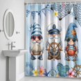 thumbnail image 6 of Ocean Gnome Bathroom Shower Curtain, Nautical Shell Sea Star Flag Flower Blue Gradient Waterproof Washable Soft Bath Curtain for Bathtub Decor with 12 Hooks&Grommet, 66x72 Inch, 6 of 9