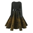 thumbnail image 6 of zaveiop Woman Dress Christmas Women's Long Sleeve O-Neck Printing Vintage Gown Party Dress (Gold, S), 6 of 7