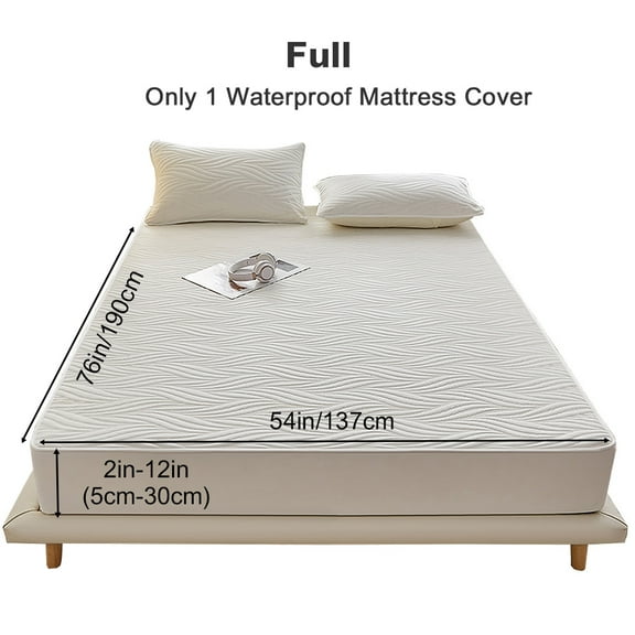 UPONRAY Full Mattress Protector, Quilted Waterproof Mattress Protector with Deep Pocket up to 12 Inches, Soft Breathable Noiseless Bed Pad Topper, Queen Bed Cover for Home, Bedroom, Hotel (White)