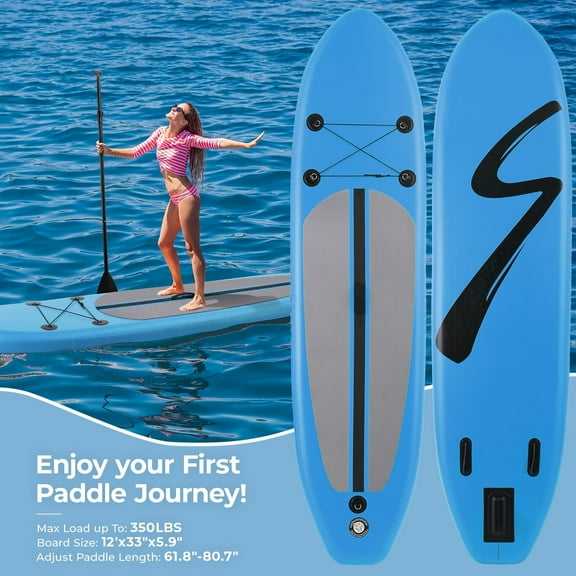 Pirecart 12FT Inflatable Stand up Paddle Board with Premium SUP Paddle Board Accessories for Surfing, Fishing, Blue