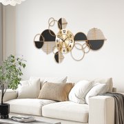 Large Wall Clock Battery Operated,Modern Silent Non-Ticking Metal Wall Art,Horizontal or Vertical Hanging for Living Room, Office, or Entryway (34)(34)