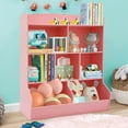 thumbnail image 4 of Toy Storage Organizer with Bookcase, 3 Tier  Bookshelf 42.3'' H Toy Storage Cabinet for Boys Girls Storage Display for Playroom Bedroom Nursery, 170lbs Load-Bearing Capacity (Light Pink), 4 of 18