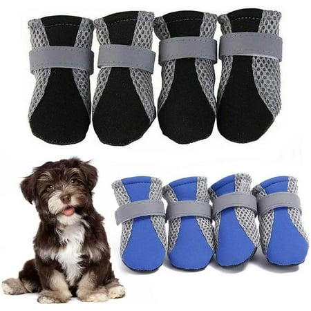 8Pcs Dog Boots Dog Shoes Non-Slip Dog Paw Protectors for Hot Weather Summer Non-Slip Small Dog Booties for Hot Pavement for Small Medium Dogs Outdoor