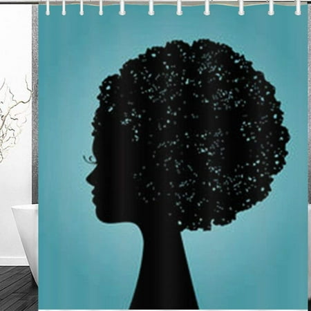 ARTJIA Silhouette Black Woman Afro Hairstyle Beauty People African Shower Curtain 60x72