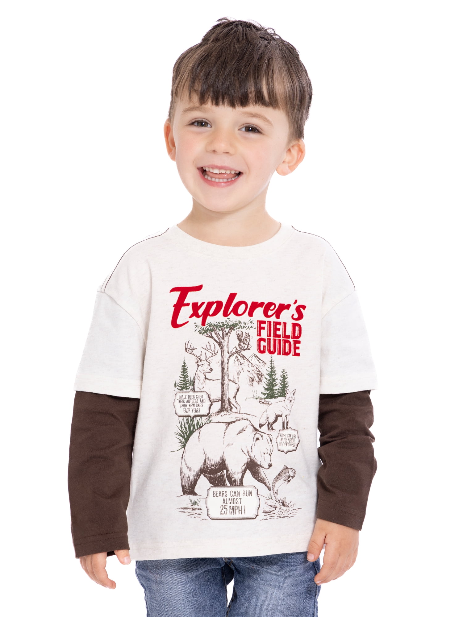 Wonder Nation Toddler Boys Hangdown Graphic Tee with Long Sleeves, Sizes 12M-5T