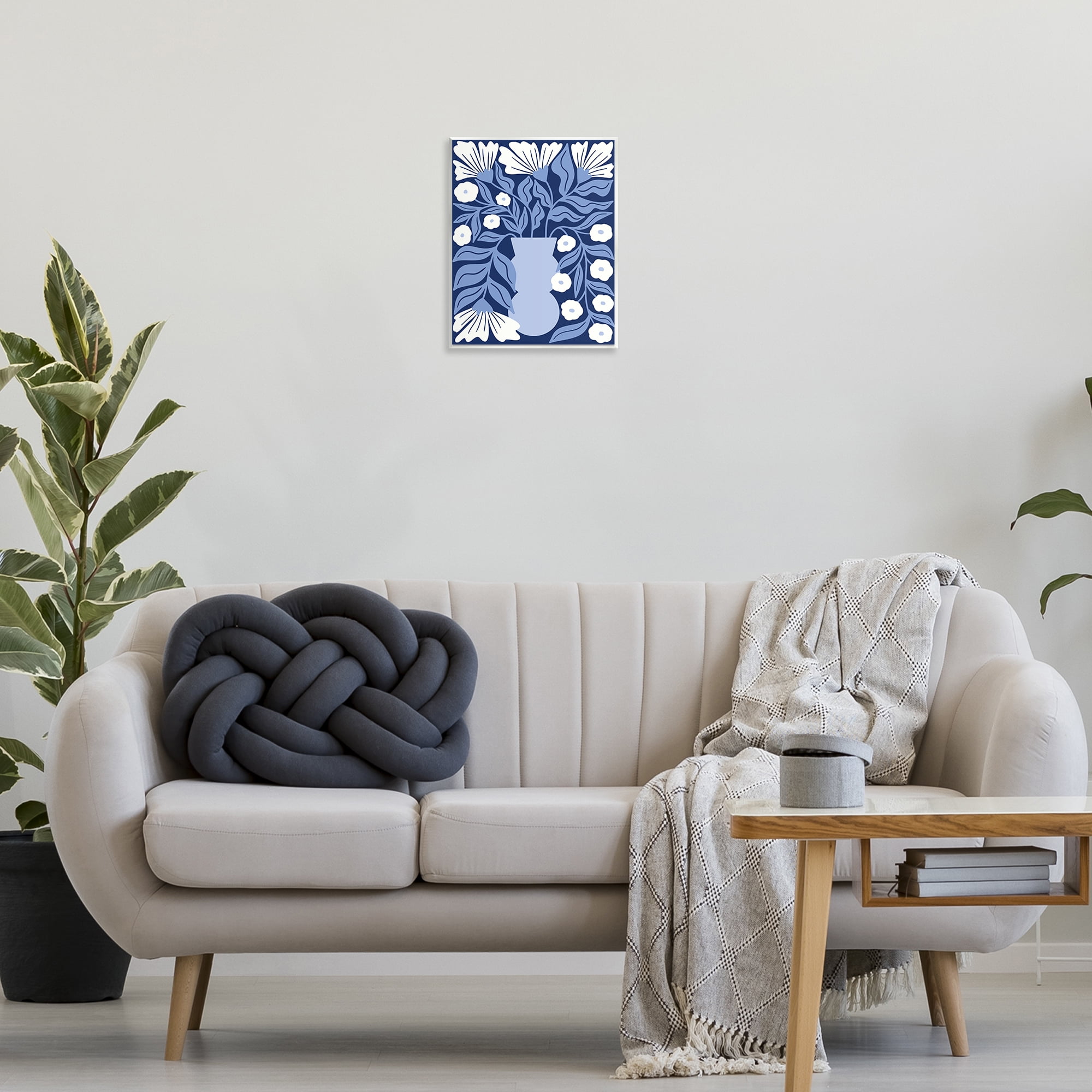 Stupell Industries Funky Blue Flower Vase Plants & Flowers Painting Unframed Art Print Wall Art, 11 x 14