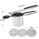 thumbnail image 5 of Prensa de patatas de acero inoxidable, triturador de patatas con 3 discos perforados para puré de patatas, zumos de frutas, gachas de verduras Fokelyi 2033604, 5 of 9