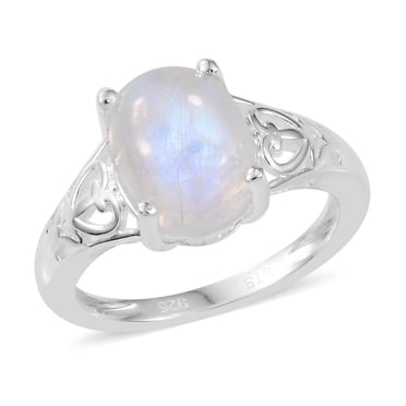 Sterling Silver Moonstone Flower Ring – Plumeria/Hibiscus Adjustable Open Ring, Hawaiian Jewelry Gift For Women 2 thumbnail image