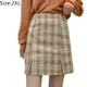 thumbnail image 2 of Falda a cuadros para mujer, minifalda tipo lápiz de talle alto, barra de café, XXL, 2 of 5