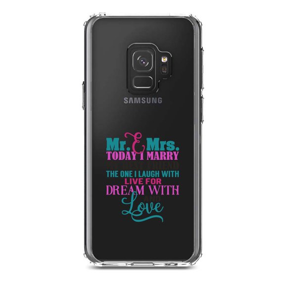 DistinctInk Clear Shockproof Hybrid Case for Samsung Galaxy S9 (5.8" Screen) - TPU Bumper Acrylic Back Tempered Glass Screen Protector - Today I Marry My Best Friend