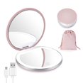 thumbnail image 1 of Espejo de bolsillo, espejo compacto, espejo de maquillaje LED, espejo cosmético iluminado, plegable (rosa) JFHHH pequeña, 1 of 5