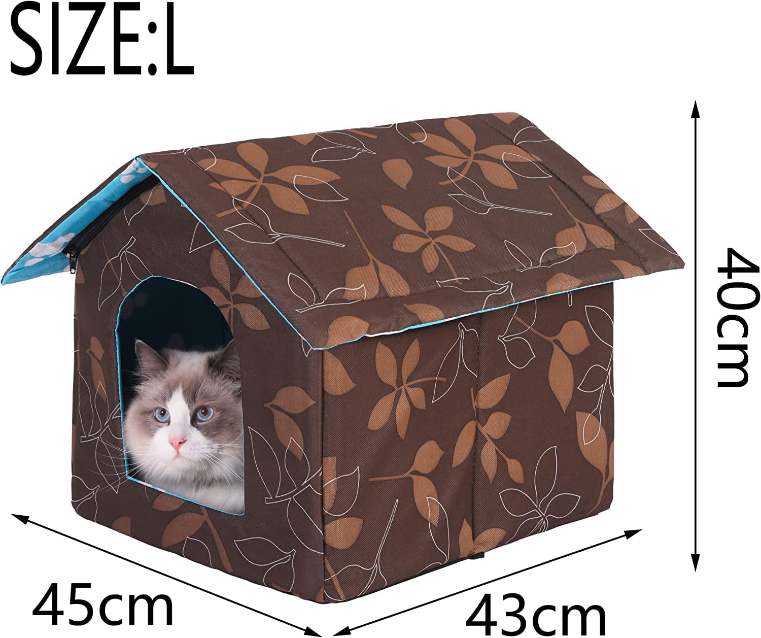 Outdoor Feral cat House for Winter Cats Insulated Waterproof Warm Weatherproof cat Bed Small Dog Kennel,Brown Square