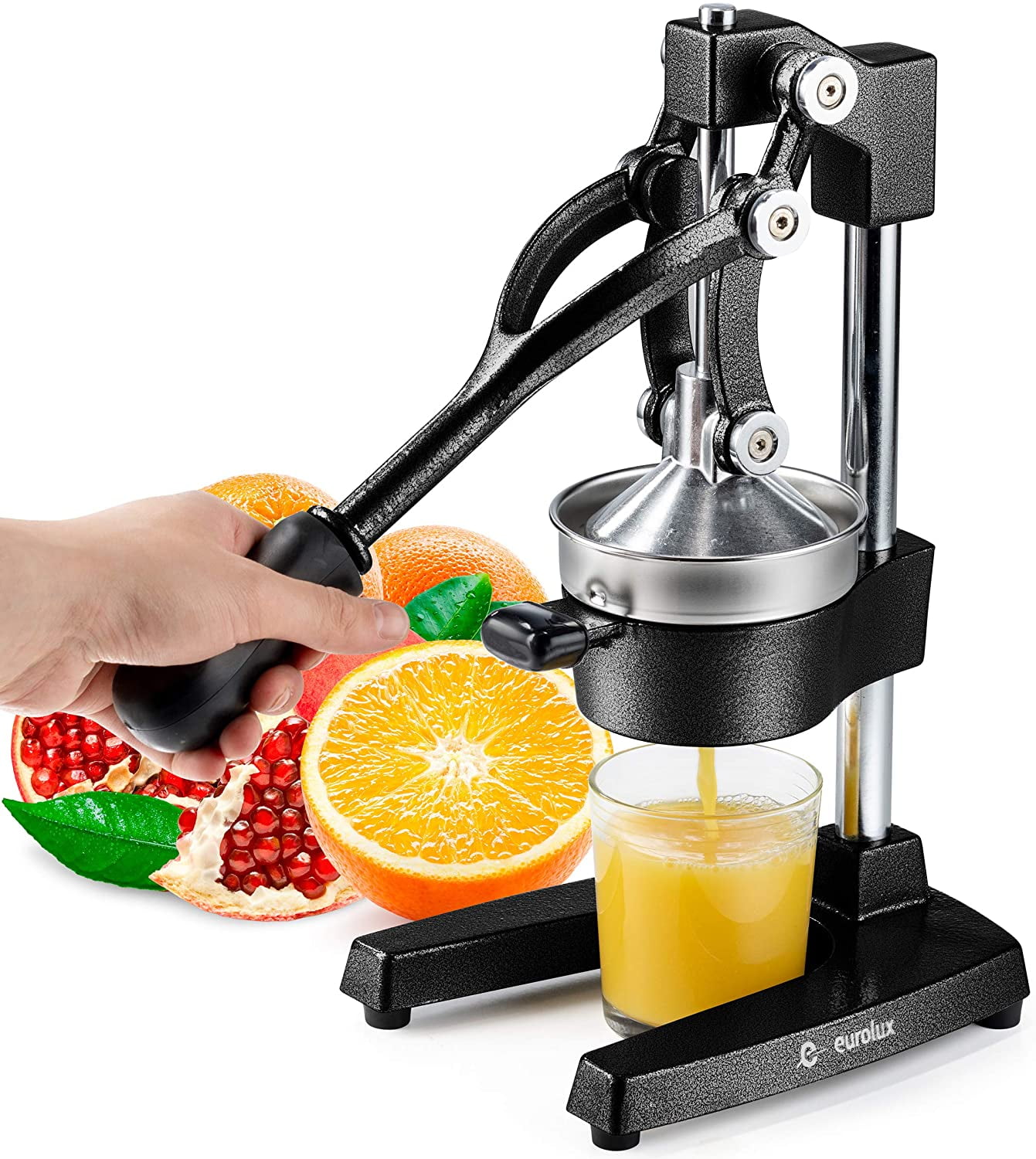 Restaurantware Met Lux 8.7x7.5x15.6 inch Citrus Juicer,1 Commercial Manual Citrus Press-Countertop,Heavy-Duty,Black Cast Iron Juice Squeezer