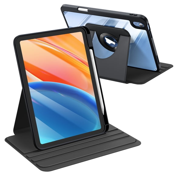 Fintie 360 Degree Rotating Case for iPad A16 11th Generation 11" (2025) & iPad 10th Gen 10.9" (2022), Clear Stand Cover with Pencil Holder, Black
