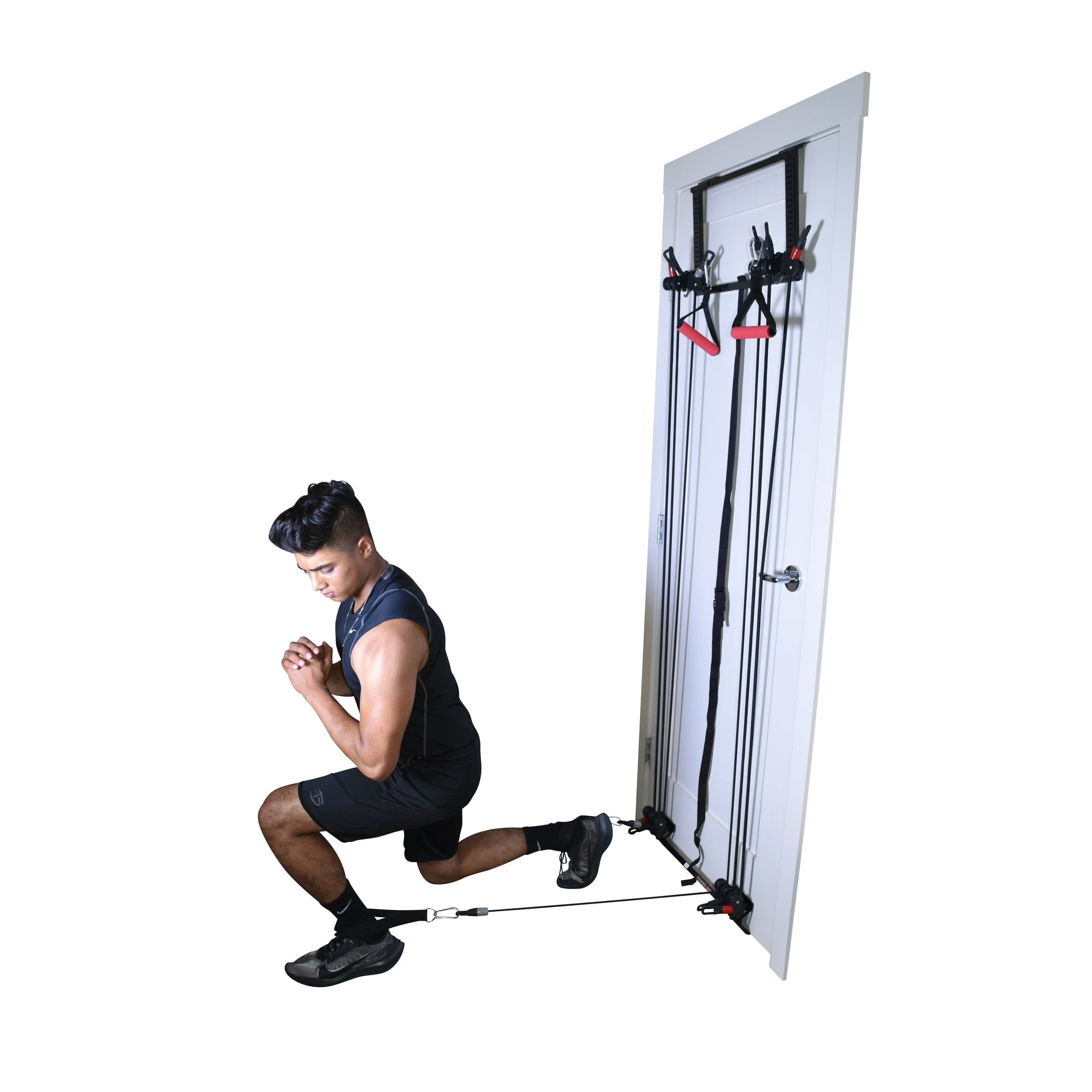 Comprehensive Workout Solution: Door Gym Full Body Training System - Features Handles, Ankle Straps, Straight Bar, DVD + Chart | Ideal Home Gym Equipment for Upper/Lower Body Fitness