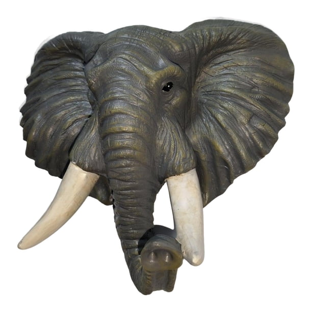 Cabeza de elefante artificial de poliresina 3D para colgar en la pared, 2 x 9 x 21,5 cm, duradera y práctica. Elefante color barro