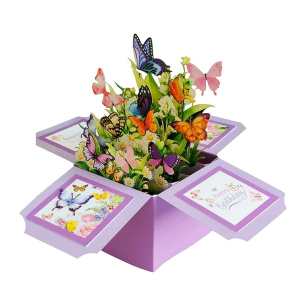 Tarjeta de Madre Día 3D Box de tarjeta de felicitación de flor Apreciación de la maestra para la madre Día de la madre Día de San Valentín Acción de violeta