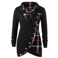 thumbnail image 2 of Blouse Femme Manches Longues à Carreaux Col Roulé Tunique Tartan Chandail en Molleton Chandail Tops, 2 of 4