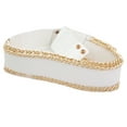 thumbnail image 4 of Women White Faux Leather Stretch Belt Gold Metal Chain Links S, 4 of 12