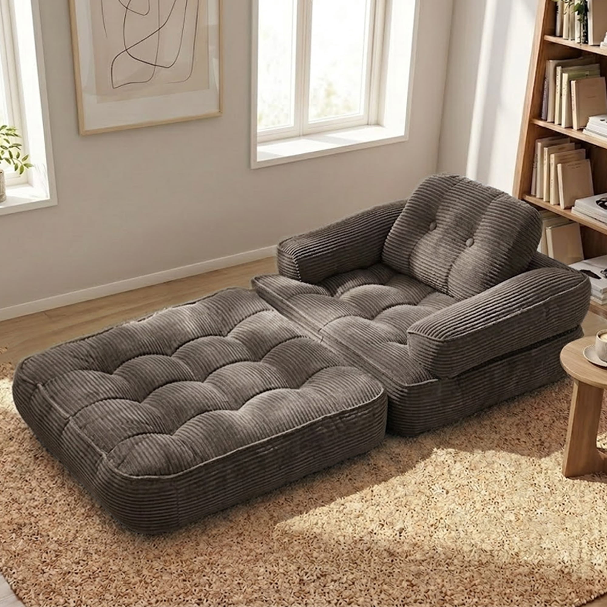 Leumius 70" Folding Sofa Bed,Convertible Single Sofa Bed with Armrest,2-in-1 Corduroy Boneless Foldable Bed with Pillows for Bedroom, Living Room, Homestay, Game Room,Coffee