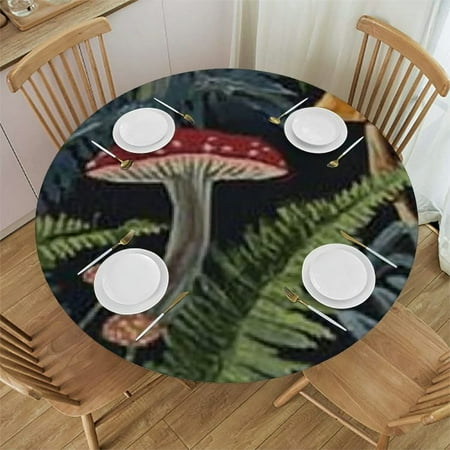 

Patifu Mushrooms Ferns Annabel Kidston Round Tablecloth 100% Polyester Stain-Resistant Washable for Indoor Outdoor Restaurants Weddings Parties 38 -42