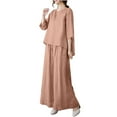 thumbnail image 2 of Womens pajama sets Two Breathable Cotton And Linen Tops Loose And Wide Leg Pants Set XXXXL, 2 of 6