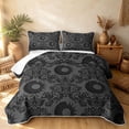 thumbnail image 2 of Erosebridal Hippie Damask Bed Spread Queen, Boho Sun Queen Coverlet Set, Black Charcoal Gray 3-Piece, 1 Quilt and 2 Pillowcases, 2 of 7