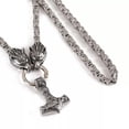 thumbnail image 2 of GKNET 6mm Silver Stainless Steel Wolf Head Thor's Hammer Pendant Byzantine Necklaces-60cm(24in) Necklace, 2 of 6