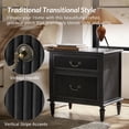 thumbnail image 2 of Farmhouse Wooden 2-Drawer End Table with USB Charging Station Storage for Living Room, Sofa, Accent Chair or Recliner Black, 2 of 8