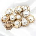 thumbnail image 4 of 5 PCS Pearl Gold Metal Women Coat Buttons for Clothing Sweater Decoration Sewing Crafts Accessories (#6, 20mm), 4 of 8