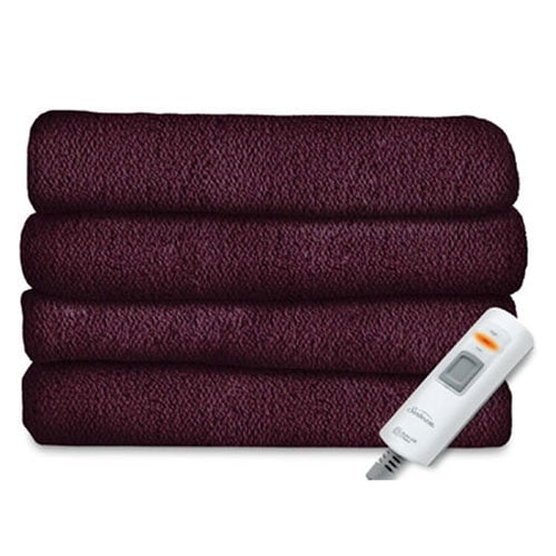 Sunbeam Velvet Plush Electric Heated Throw Blanket Eggplant Purple