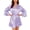 Purple, variant on Women's Satin Robe Short Ruffle Hem Silky Pajamas Lightweight Long Sleeve Kimono Brides Bathrobes Sleepwear