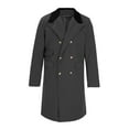 thumbnail image 4 of ZCFZJW Men's Oversized Notched Long Faux Wool Blend Trench Coat Single Breasted Knee Length Lapel Winter Jacket Outwear Tops Dark Gray M, 4 of 6