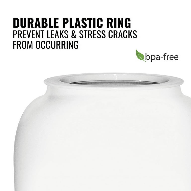 Brio Porcelain White Ceramic Water Dispenser Includes 8 Inch Wood