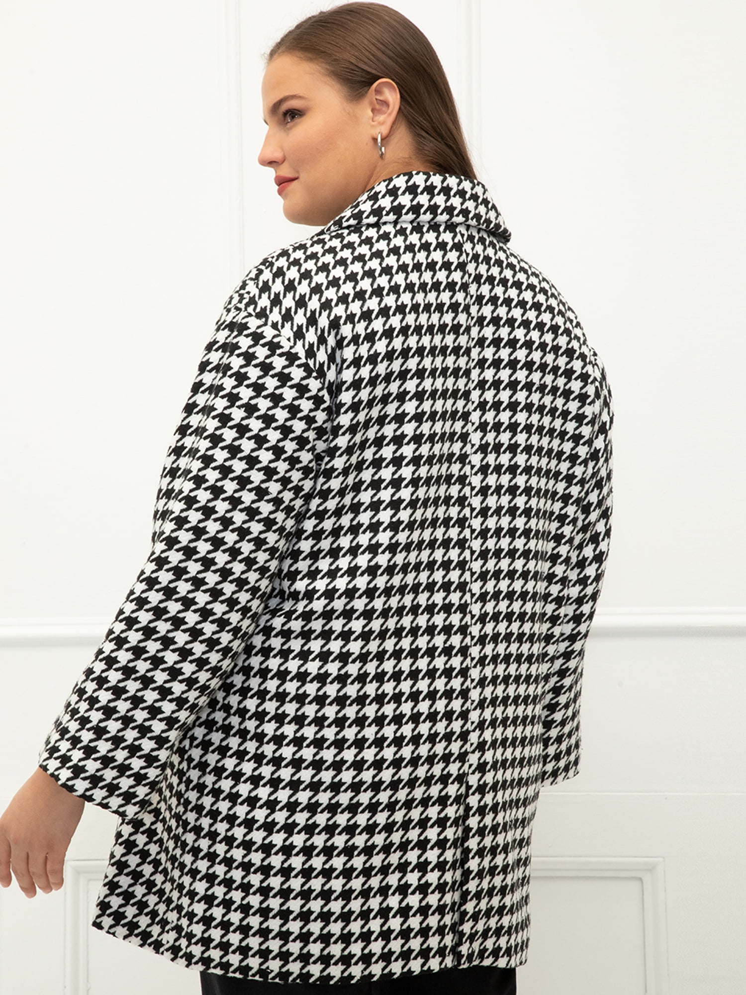 Plus size houndstooth clearance coat