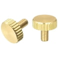 thumbnail image 1 of Unique Bargains Moleté Vis à Pouce, M3x6mm Plat Laiton Boulons Poignée Boutons de Fixations 2Pack, 1 of 4