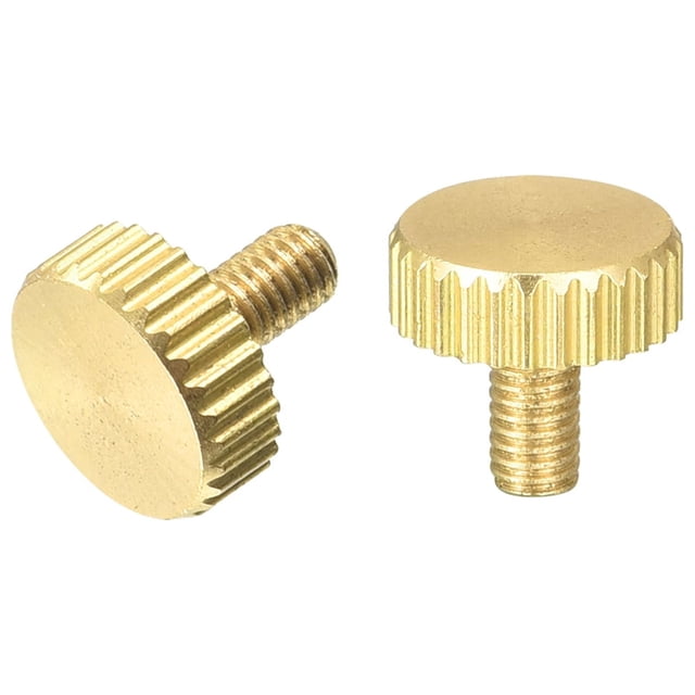 Unique Bargains Moleté Vis à Pouce, M3x6mm Plat Laiton Boulons Poignée Boutons de Fixations 2Pack