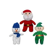 Bundle 3 Items - Plush Christmas Friends Sitting Santa, Elf and Snowman
