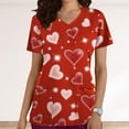 thumbnail image 2 of JGTDBPO Scrubs Top For Women V-Neck Workwear Soft Stretch Easy Care Blouse Valentine'S Day Print Short Sleeve Working Uniform Tops Medical Scrub Shirts, 2 of 5