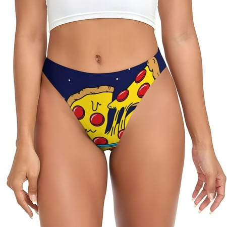 Rateoe PLANETA EN FORMA DE PIZZA Pattern Seamless Women Underwear Thongs No Show Ladies Thong No Line Breathable Comfortable Panties Undies for Women-3X-Large