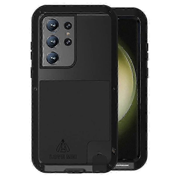 LOVE MEI For Samsung Galaxy S23 Ultra Cell Phone Case Silicone+Metal Shockproof Phone Cover
